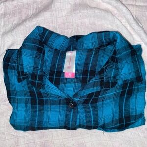 No Boundaries Blue Plaid Button Down Shirt